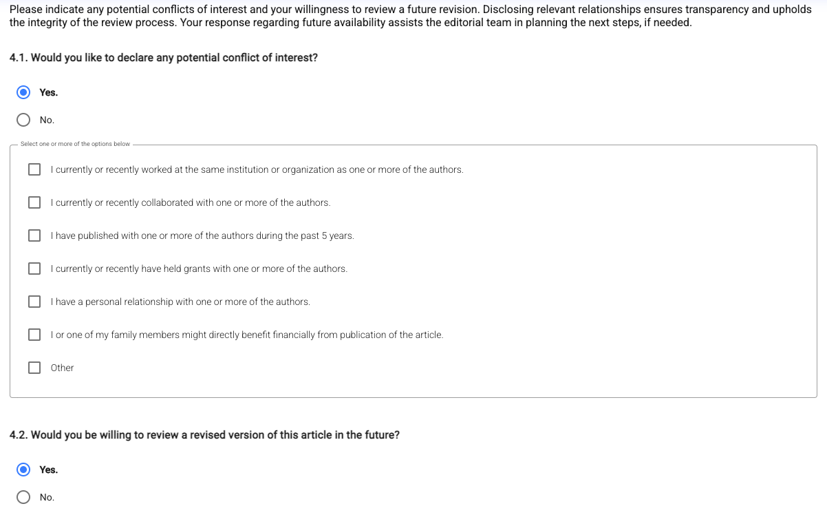 Review form decision